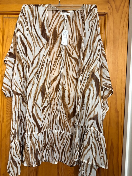 Maurices Tops - maurices Brown & White Zebra-Stripe Duster
